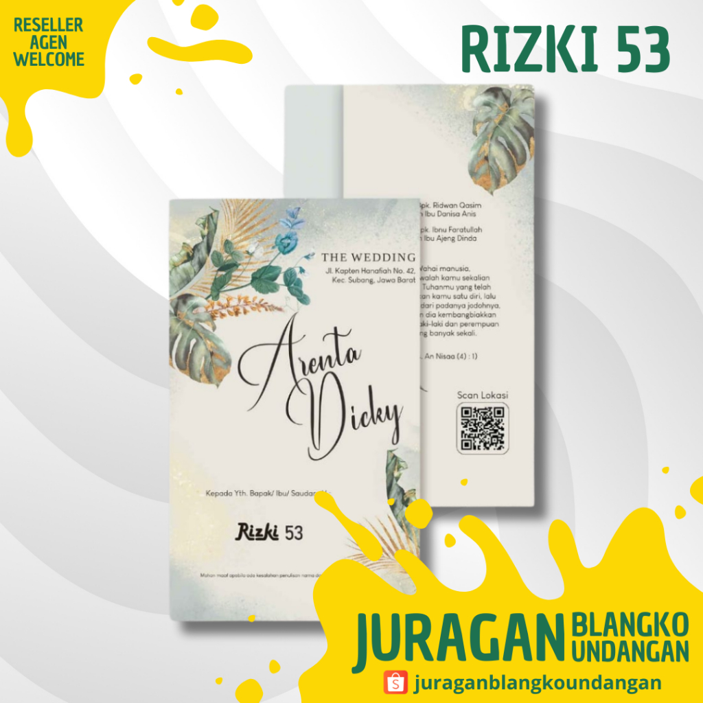BLANGKO UNDANGAN RIZKI 53 | UNDANGAN KOSONG | UNDANGAN KHITAN | UNDANGAN NIKAH | KERTAS KOSONG | BLA