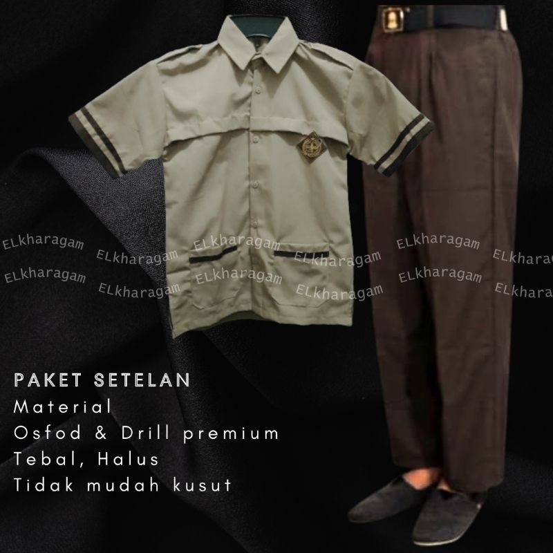 Seragam Sekolah SD Pramuka Siaga Coklat Susu Putra Putri Stelan Lengkap