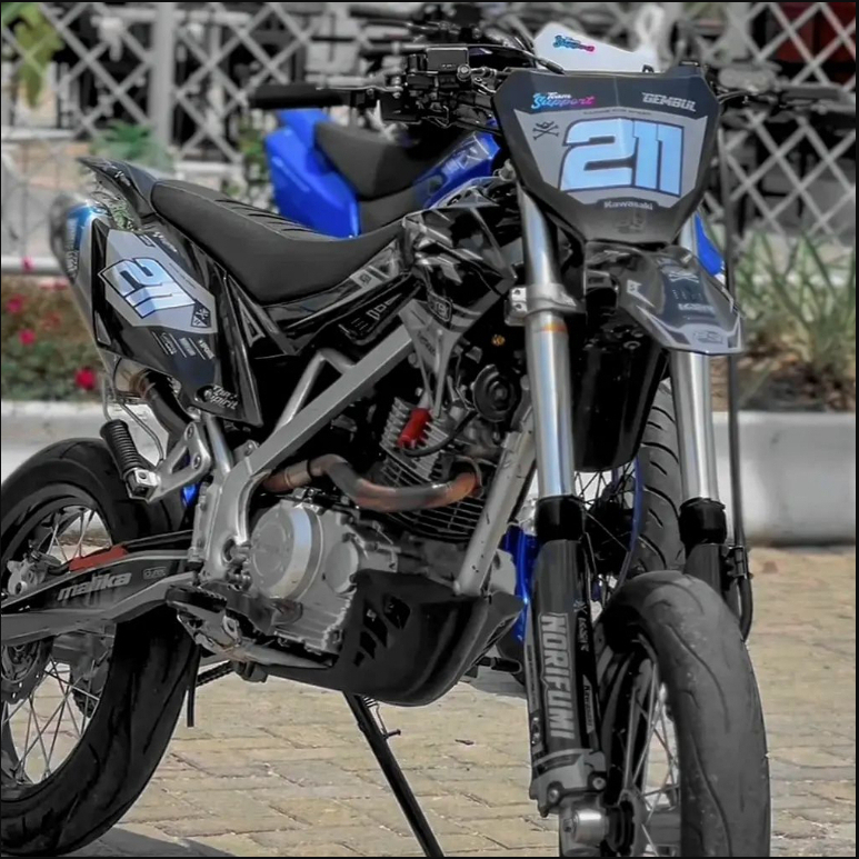 DECAL KLX BF DTRACKER HITAM KOMBINASI HOLOGRAM CUSTOM NAMA DAN NOMOR