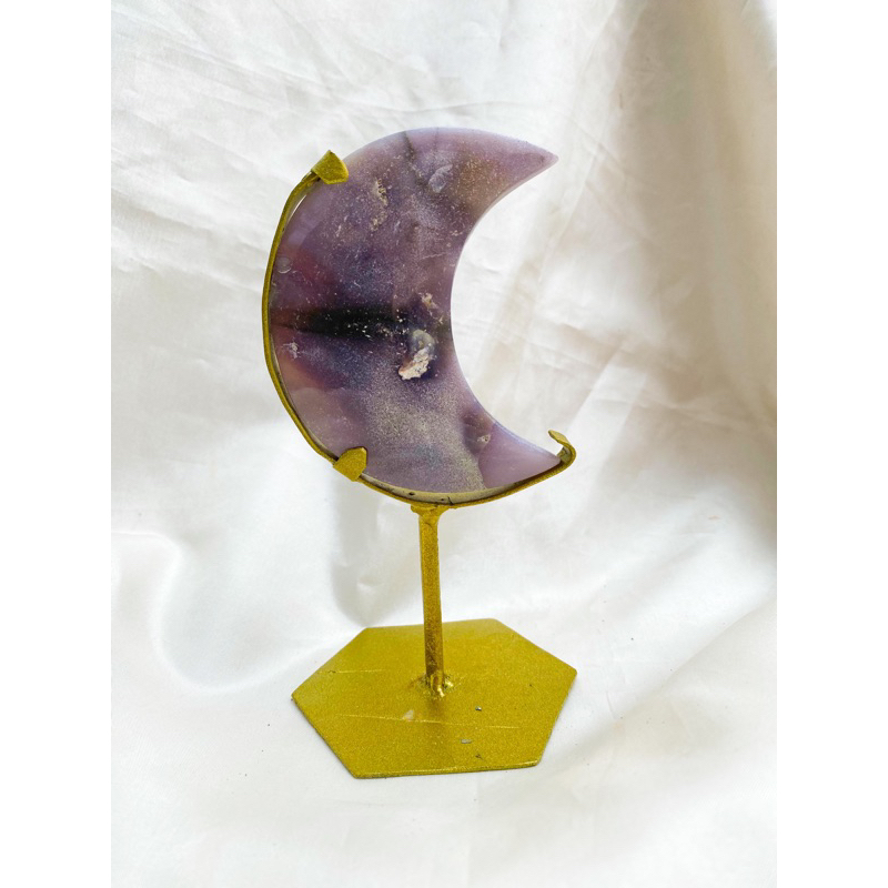 grape agate moon with stand/crystal healing/kristal dekorasi/kristal alam