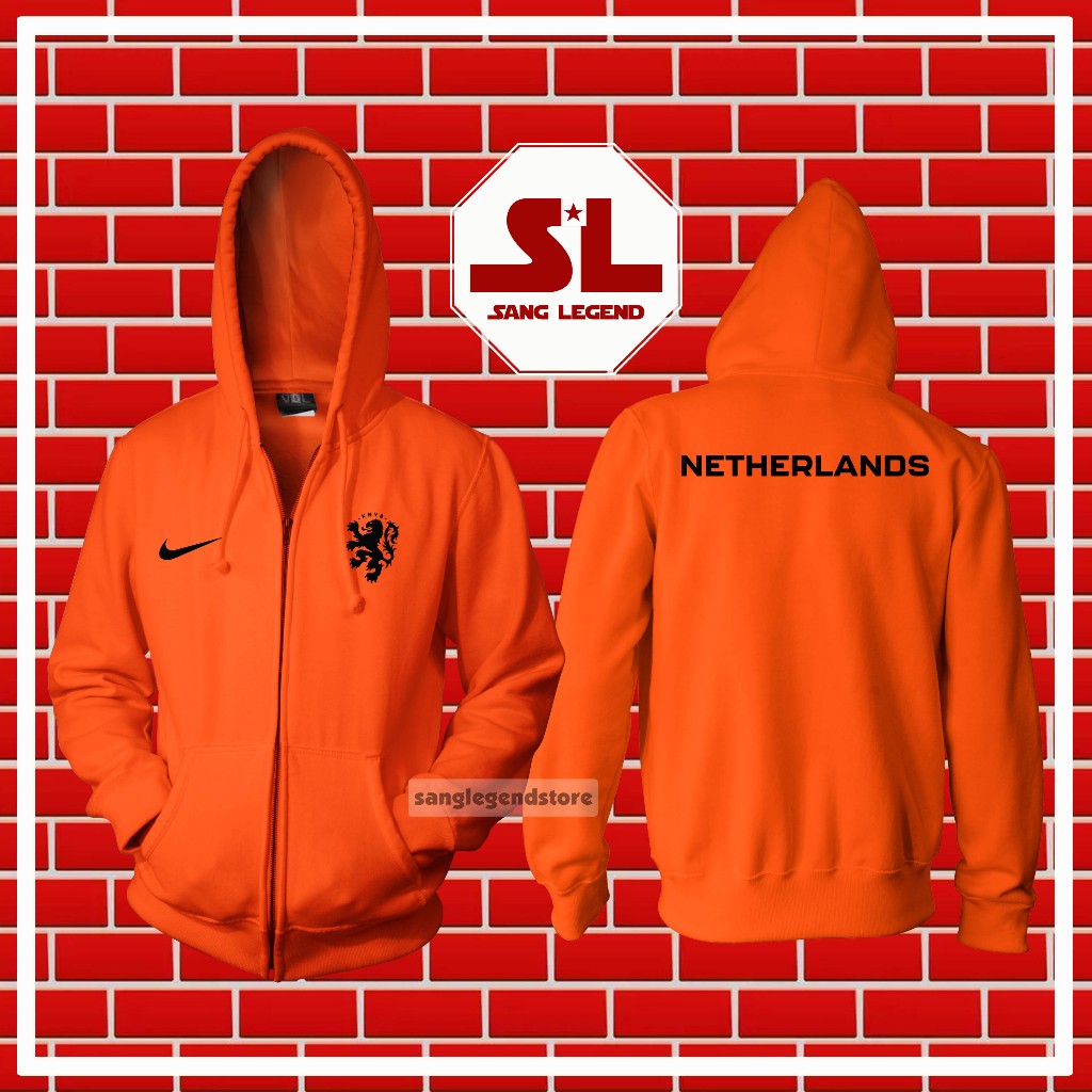 HOODIE ZIPPER JAKET BOLA PRIA NEGARA TIMNAS BELANDA NETHERLANDS