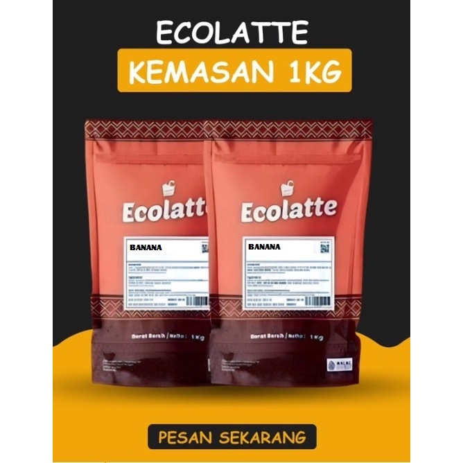 

ECOLATTE 1kg BANANA / PISANG, rebranding dari bubuk merk CHO'LATTE PREMIUM POWDER DRINK, Bubuk Minuman aneka varian rasa untuk BOBA