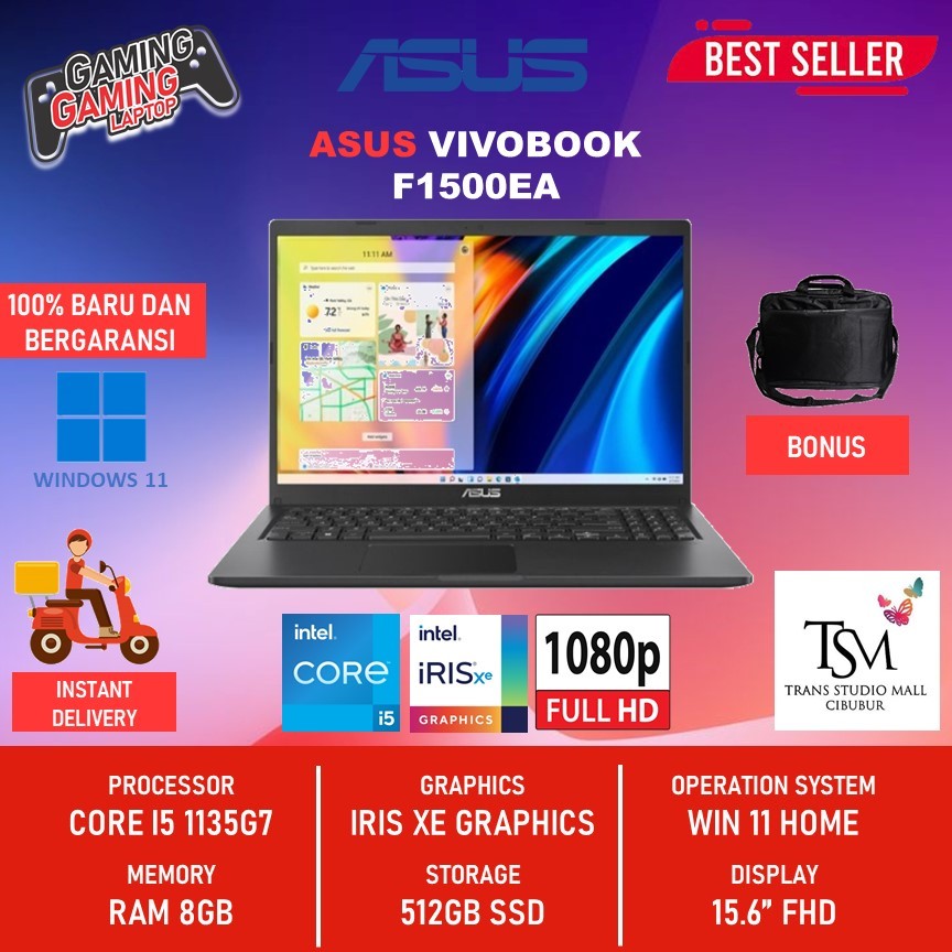 Laptop Asus Vivobook F1500EA Core i5 1135G7 RAM 8GB 512SSD Win 11 15.6" Full HD