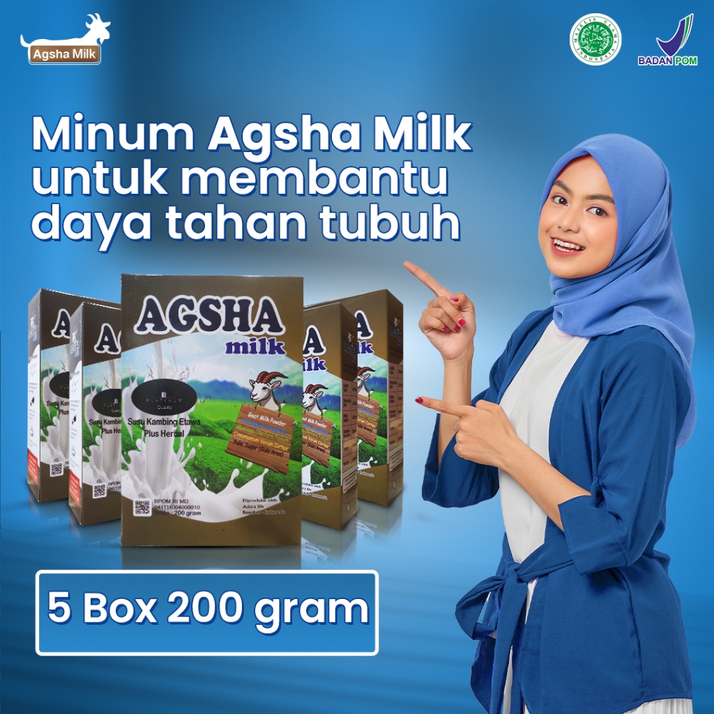 

Agsha Milk- Susu Kambing Etawa Paket 5 Box 200 Gram Full Cream Halal dan Resmi BPOM Rasa Original 100%