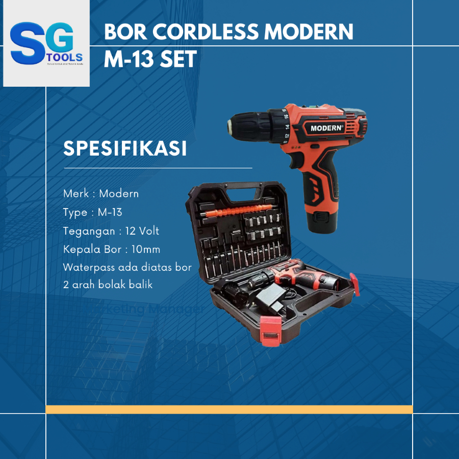 Mesin Bor Codless 10mm M-13 Modern