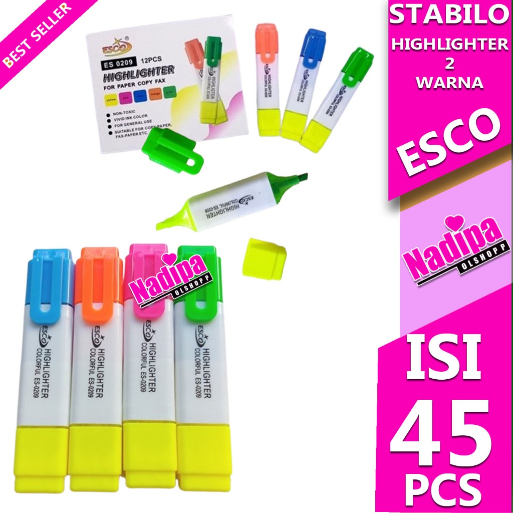 

STABILO HIGHLOGHTER 2 WARNA COLORFULL 1 PAK ISI 12 WARNA nadipa olshopp