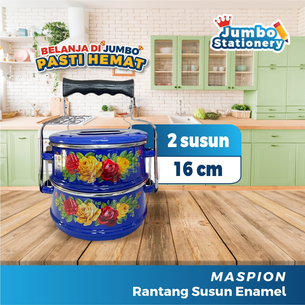 Maspion Rantang Susun Stainless  Kedaung Enamel 2 Susun 16 cm Rantang Bekal Rantang Vintage Rantang 