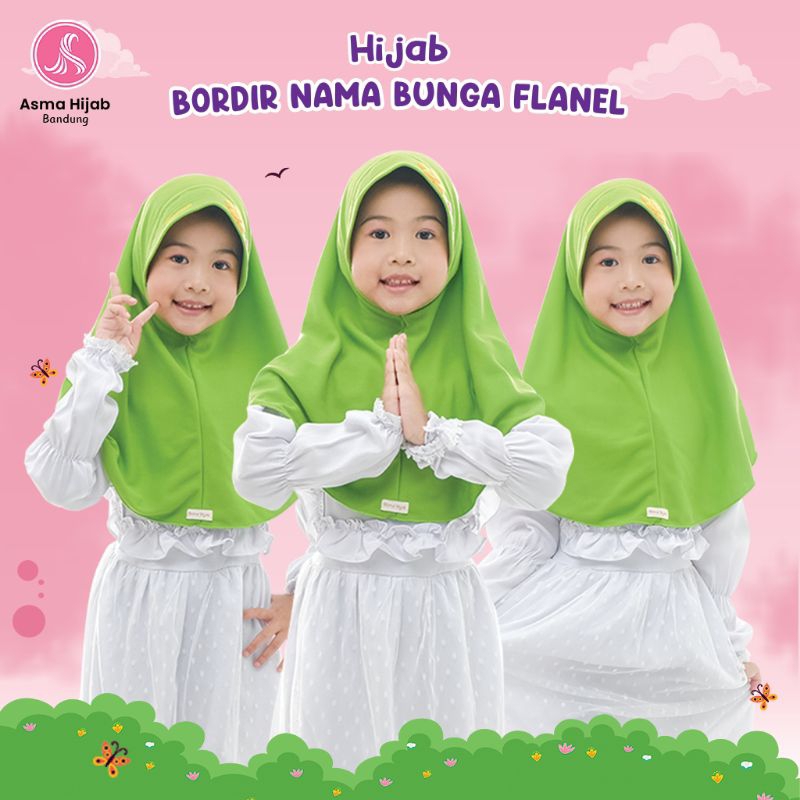 KERUDUNG SEKOLAH ANAK NAMA FREE BORDIR  DAN BUNGA  TK SD JILBAB SEKOLAH ANAK