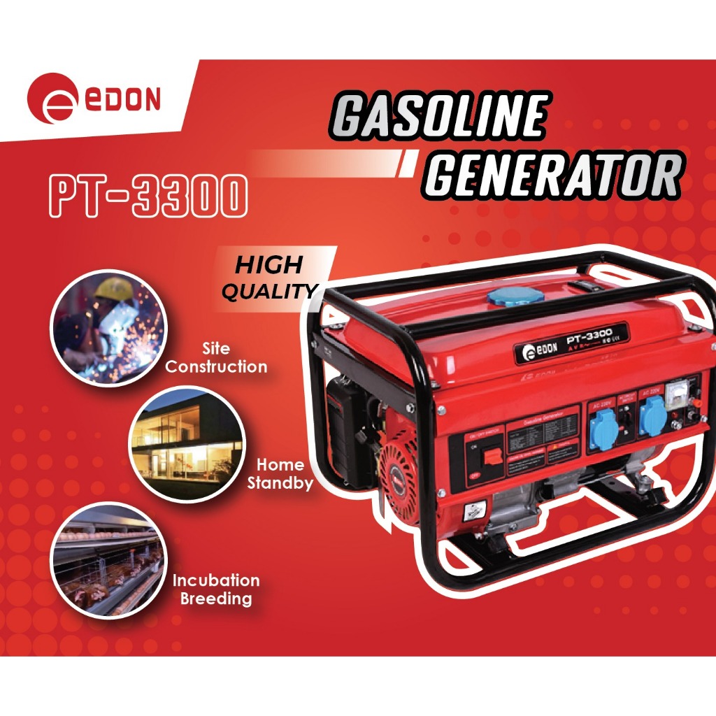 Genset 3000 max 3300 watt EDON PT 3300 Genset bensin Edon / izumi Gasoline Generator Generator Bensi