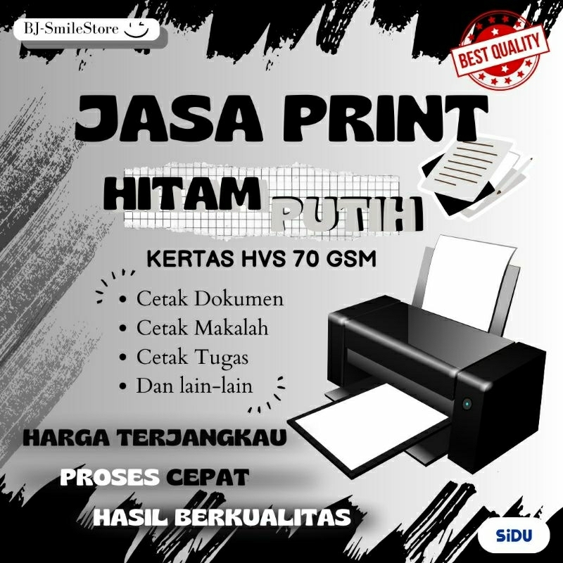 

JASA CETAK DOKUMEN HVS Black&White | Cetak Hitam&Putih Murah Berkualitas Kertas HVS 70 GSM | BJ Smile Store