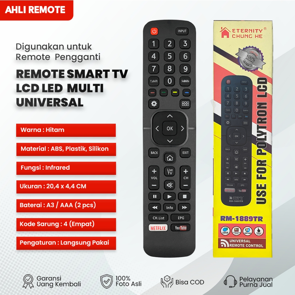 Remote TV Polytron Smart TV Universal / Remot Smart TV Hisense Multi