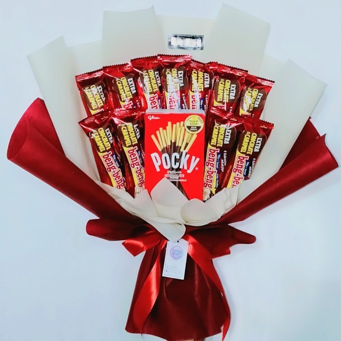 

Bouket Coklat Campur (BENG-BENG 32gr + POCKY) Bouket Wisuda/birthday/Hari Guru/Valentine
