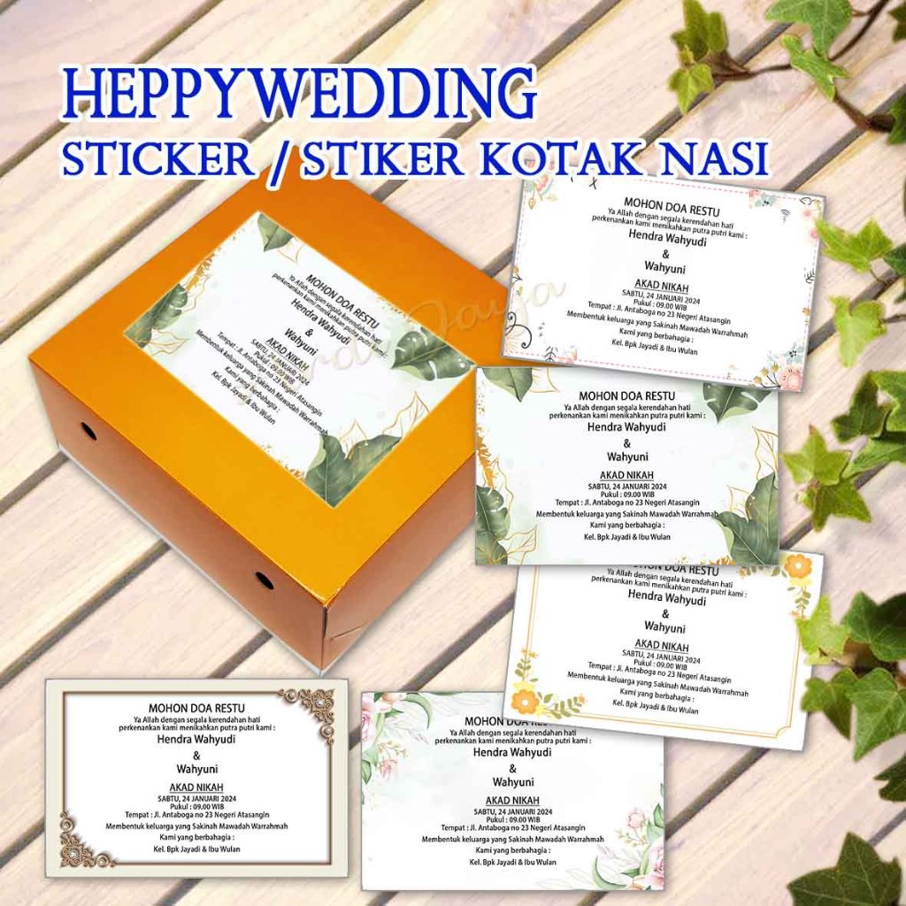 

Cetak Sticker Stiker Nasi Kotak Syukuran Pernikahan Wedding Nikahan