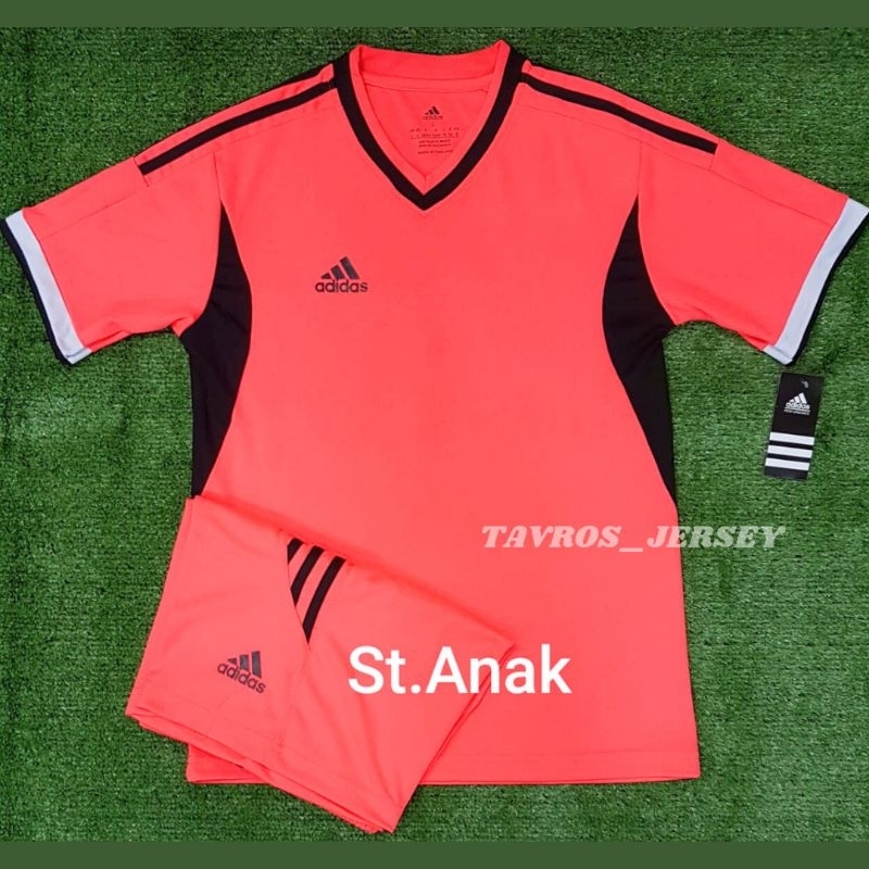 SETELAN BAJU FUTSAL ANAK-ANAK ADIDAS bahan DRI-FIT PINK OREN STABILO NEON POLOS SEPAK BOLA