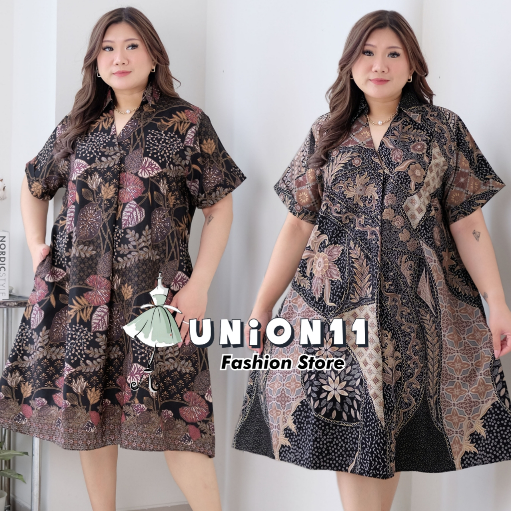 UNION11 - DRESS BATIK JUMBO WANITA / DRESS JUMBO WANITA LD 126 / BAJU JUMBO WANITA / BAJU KERJA WANI