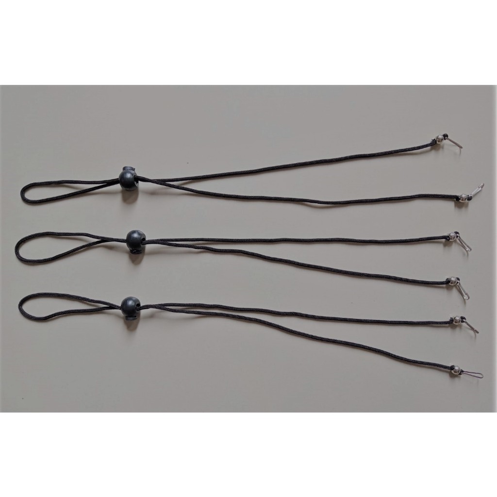 (3pcs) Strap Masker 2 in 1 Hitam Polos / Kalung Masker Panjang Wanita Hijab