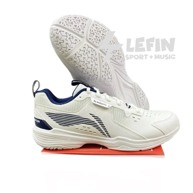 Sepatu Badminton Lining Almighty V White Navy