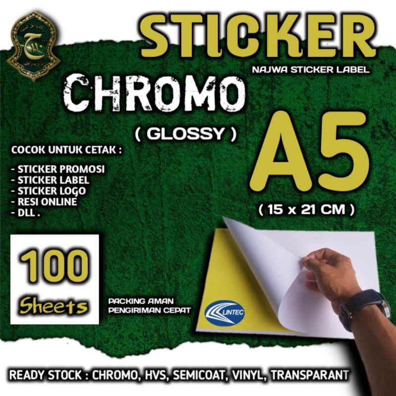 

STICKER KROMO ( GLOSY ) A5 ISI 100 LEMBAR TERMURAH