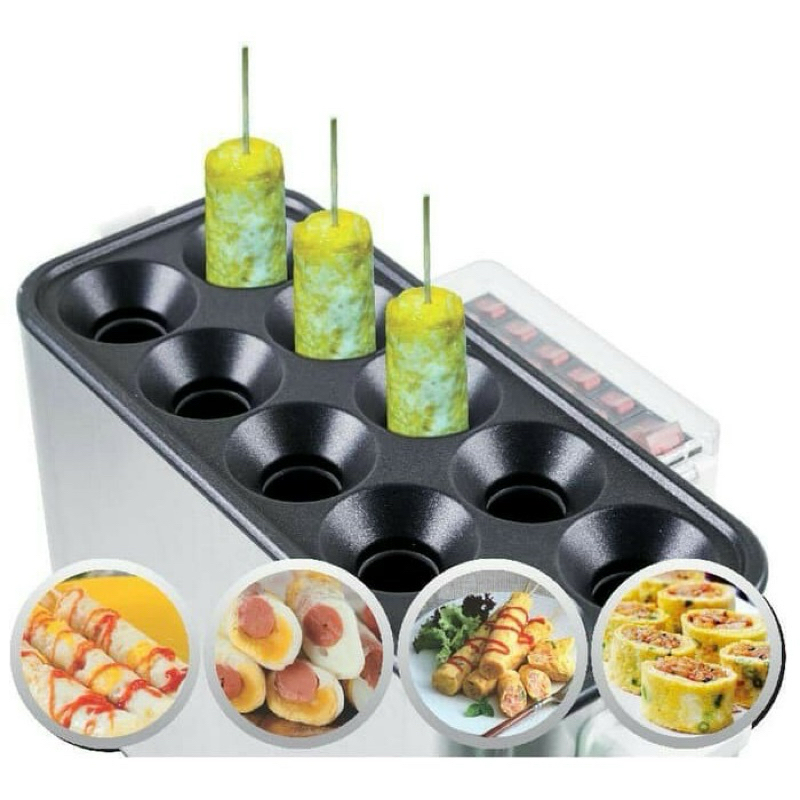 Mesin Sostel 10 Lubang Listrik - Mesin Sosis Telur 10 Lubang Listrik - Egg Roll Hotdog