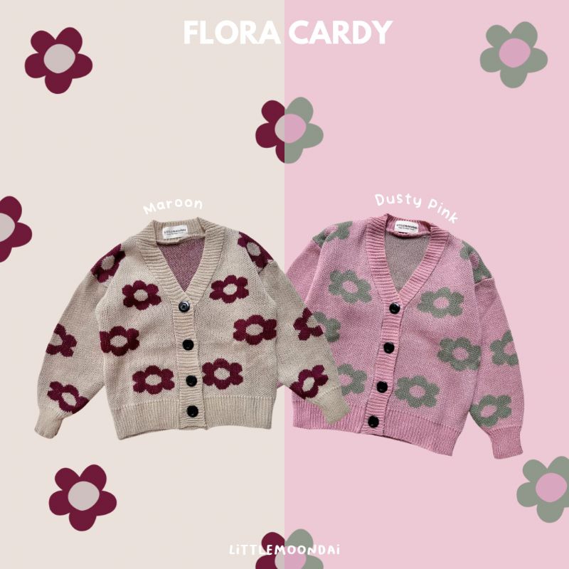 Flora Cardy | Cardi anak rajut motif | Cardi anak murah | Cardi rajut bunga