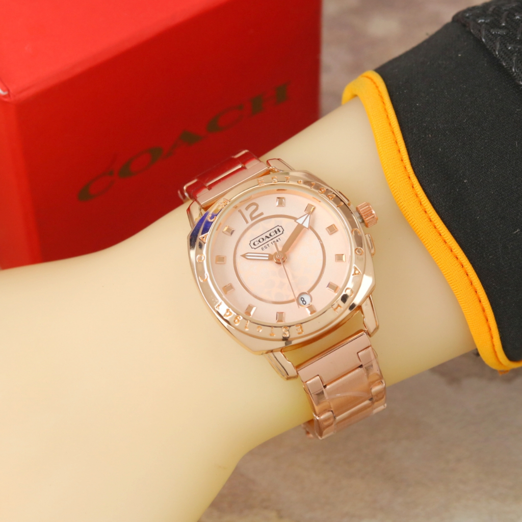 Jam Tangan Wanita Fashion Coach Tali Rantai Stainless Watch