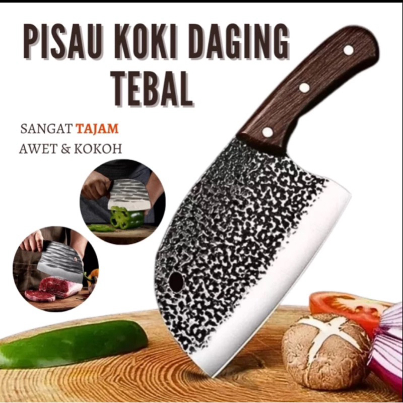 pisau golok daging super tajam / golok daging chef knife japanese