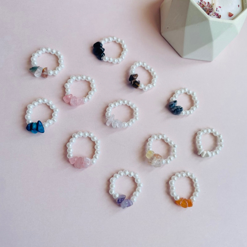 PROMO BISA COD cincin mutiara cincin manik variasi batu alam asli Termurah