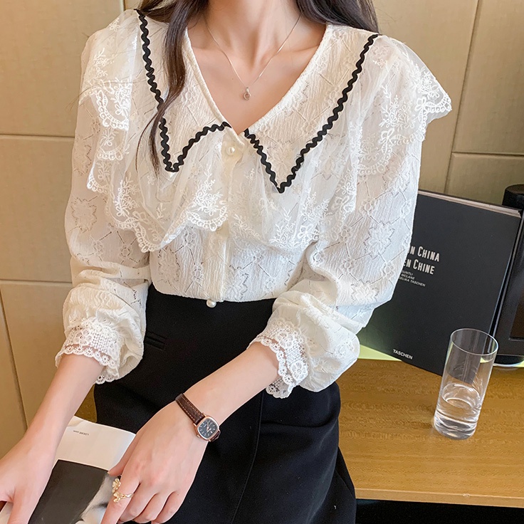 Super Star  yikooKemeja korea blouse renda temperamen shirt atasan wanita
