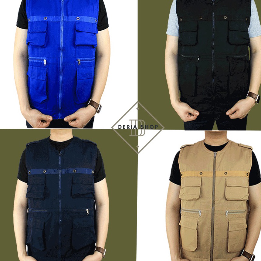 PROMO Rompi Pria Safety Casual Bahan Drill Polos Anti Angin Dewasa Anak Jaket Motor Tactical Outdoor