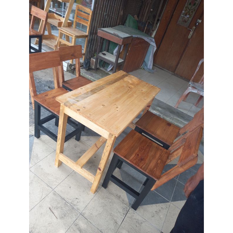 1 Set Meja dan Kursi Sandaran | Meja Kursi Sandaran Warkop | Meja Kursi 1 Set Sandaran | Kursi Meja 