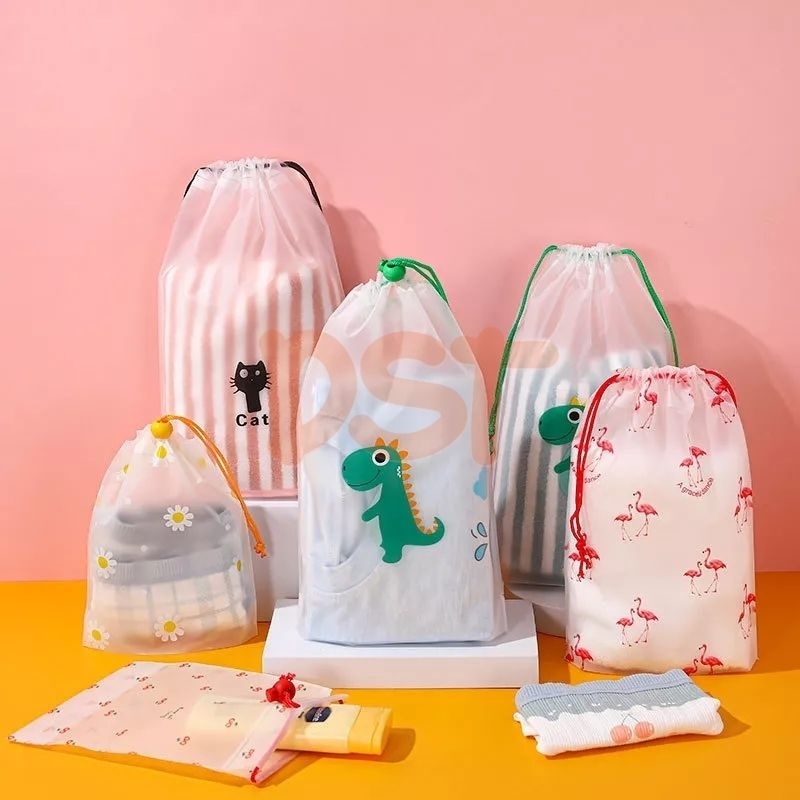 DSTORE Travel Pouch Bag Tas Serut Goodie Bag Plastic Plastik Penyimpanan Multifungsi Serbaguna Organ