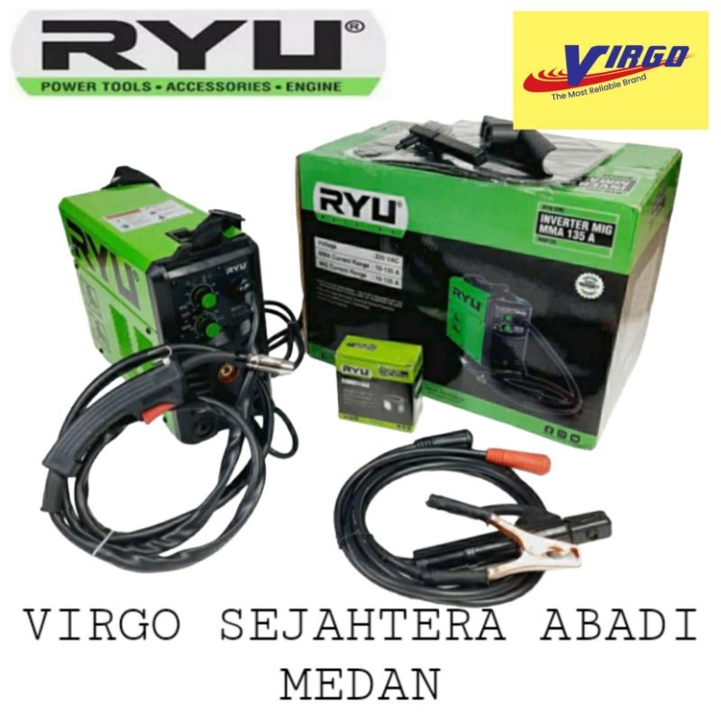 RIM135 MESIN LAS MULTIFUNGSI MIG MMA GASLESS RIM 135A 135 A LAS CO TANPA GAS RYU