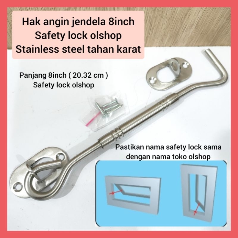 hak angin jendela 8inch stainless steel