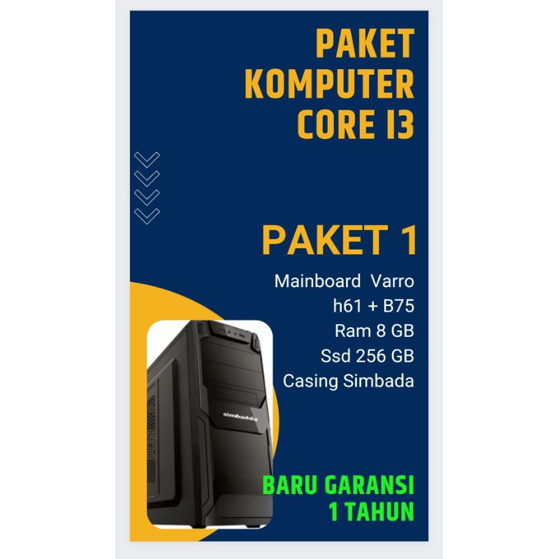 Paket Komputer Core i3 Core i5 Baru garansi 1thn