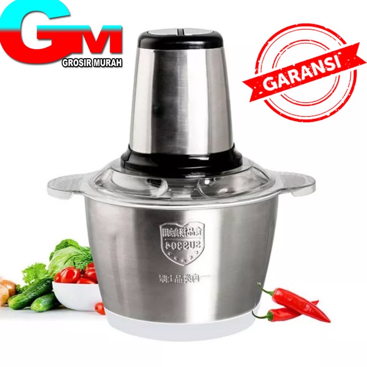 wJ Blender Daging Stainless 2L  Penggiling Daging dan Bumbu Masak  Blender Chopper Serbaguna j Murah