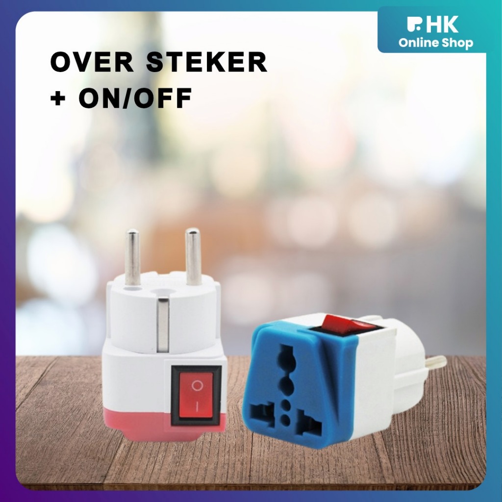 HK-Over Steker Saklar on off / Colokan Kaki 3 Serbaguna + Saklar On/Off