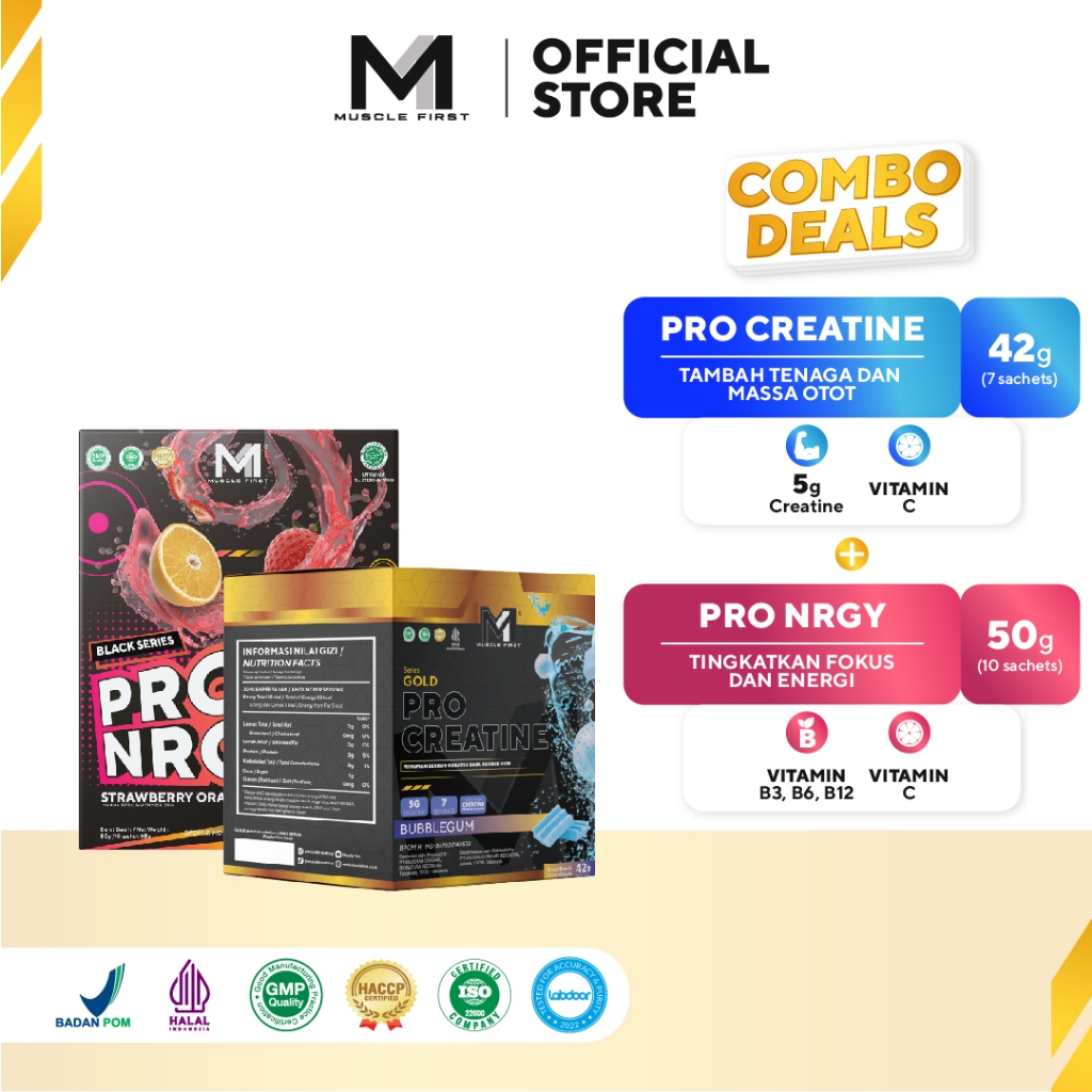 [BUNDLE] MUSCLE FIRST Pro Creatine Box + Pro NRGY Box Suplemen Fitness