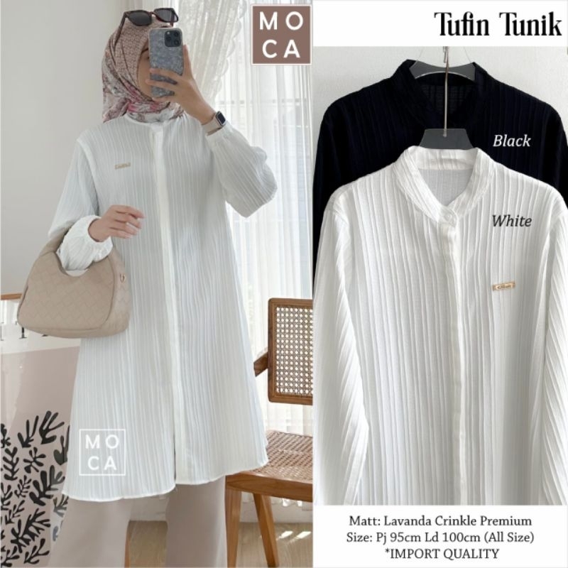 tufin kemeja tunik by moca tunik putih polos tunik hitam tunik crinkle premium daily top muslim keme