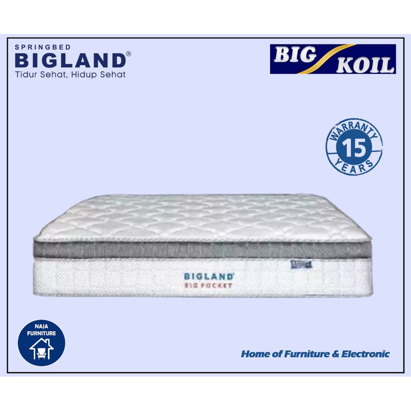 Bigland Springbed | Matras Bigland Big Pocket Plushtop | Kasur Bigland Free Bantal | Kasur Saja