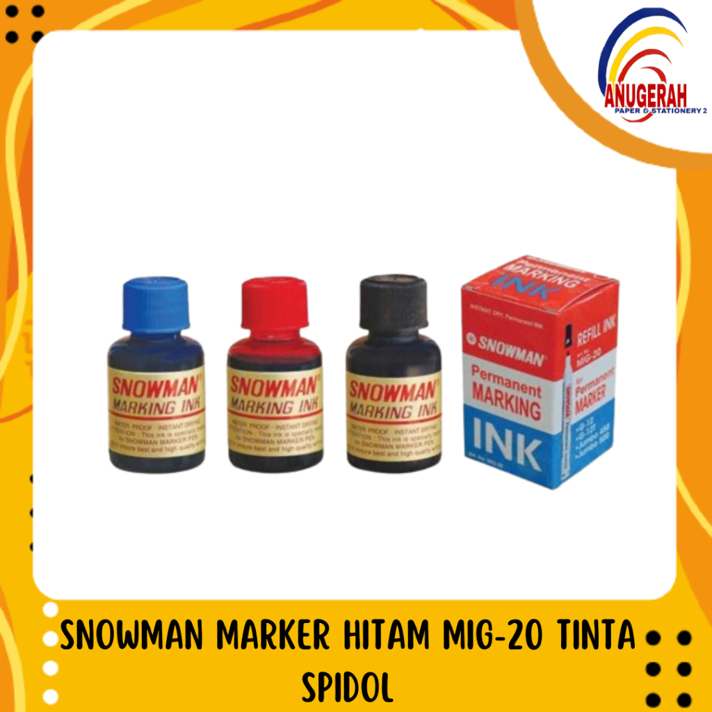 

SNOWMAN MARKER HITAM MIG-20 TINTA SPIDOL (PCS)