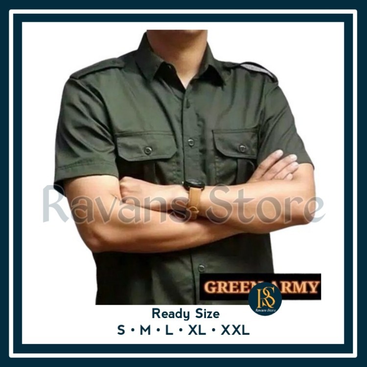 Kemeja Pria Seragam Kerja PDH PDL Lengan Pendek Bahan Katun Drill