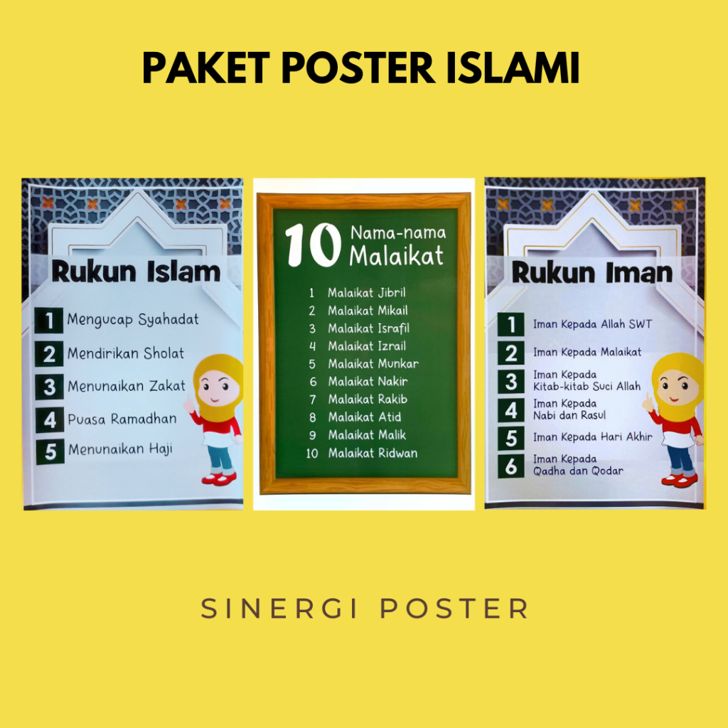 Paket Poster | Paket Poster Anak Agama Islam | Poster Anak Pendidikan Islami | Poster Sekolah