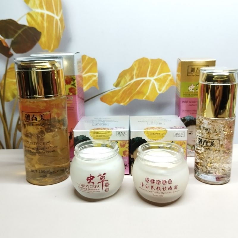 Paket YU CHUN MEI cordyceps Gold 4in1 Tips Perawatan wajah Original bpom