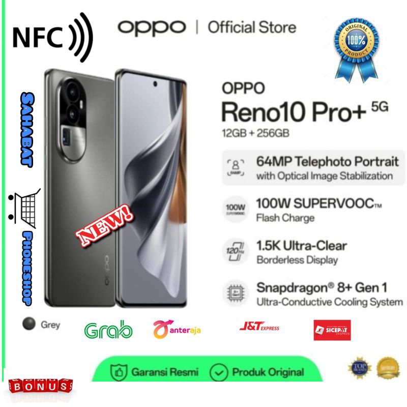 OPPO RENO 10 PRO PLUS 5G RAM 12/256 GB (12 GB + 8 GB RAM EXPANSION) GARANSI RESMI