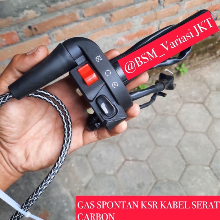 Pus Gas spontan domino ksr  kabel gas serat carbon panjang 21cm pemakain universal MURAH KUALITAS GA