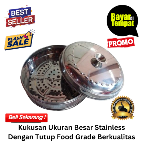 [BISA COD] DISKON Kukusan Ukuran Besar Stainless Dengan Tutup Food Grade Berkualitas Panci Kukus Kot