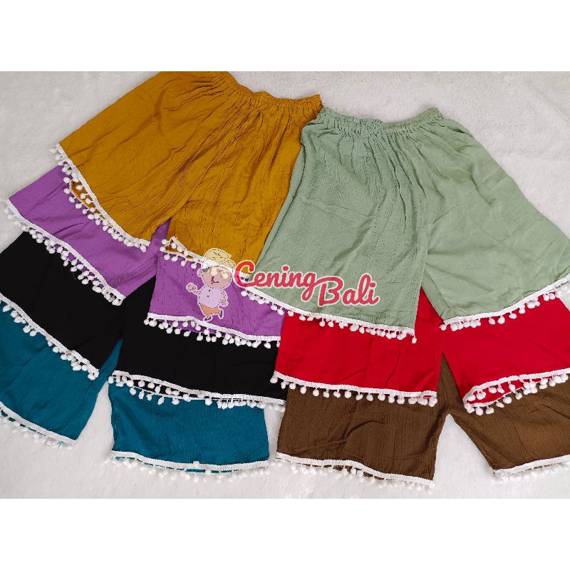 CELANA PENDEK POM POM BALI RAYON KRINGKEL