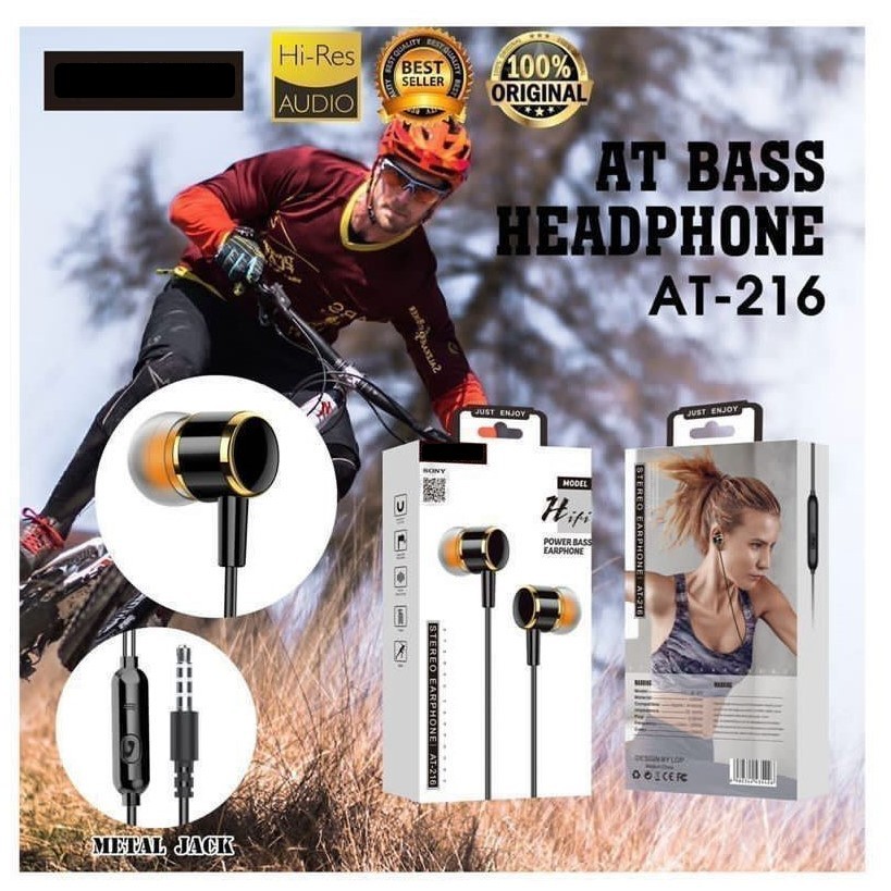 Headset Earphone SN AT-216 + Mic Handsfree Extra Super Bass