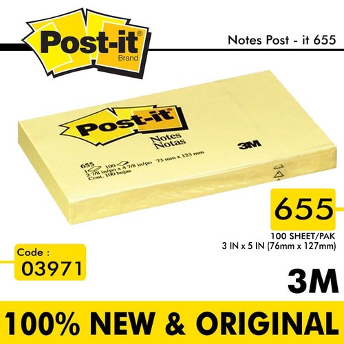 

Post It / Sticky notes 655 3M Kuning (1 Pad)