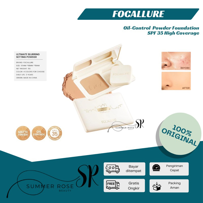 FOCALLURE FA338 #ModernUrban Oil Control Powder Foundation SPF 35 High Coverage Two Way Cake